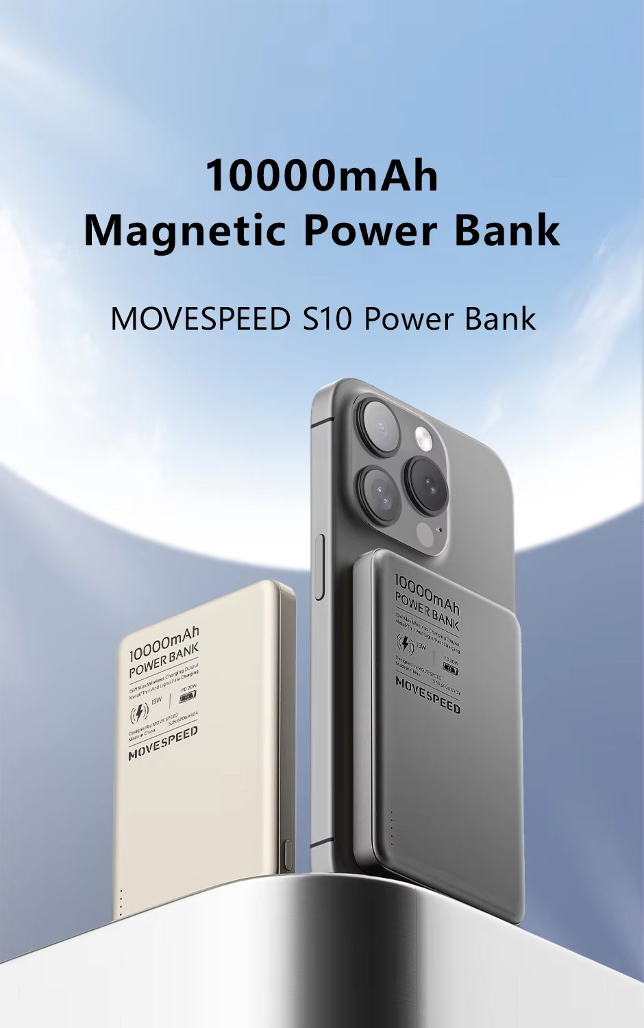 15mm Ultra-Thin Titanium Magnetic Power Bank 10,000mAh 20Watts Power delivery