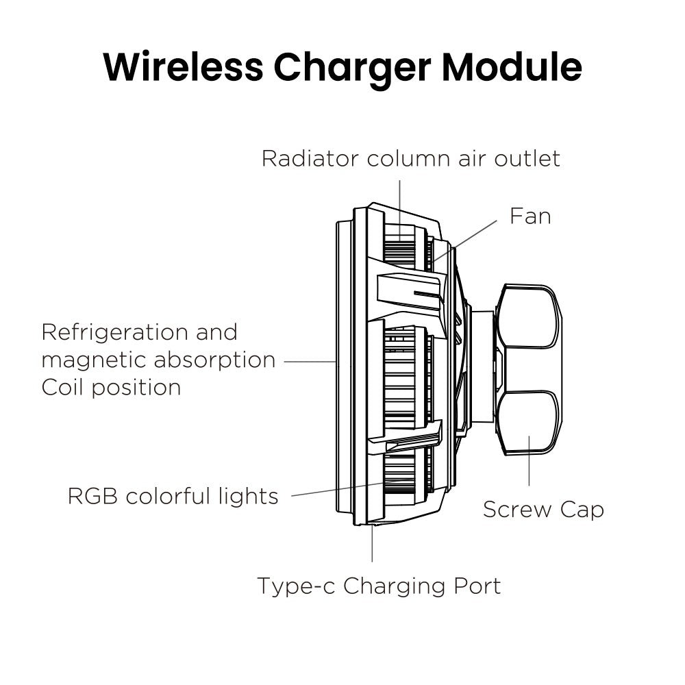 15W Wireless Charge Fan Cooling Radiator Kit (QC3.0)