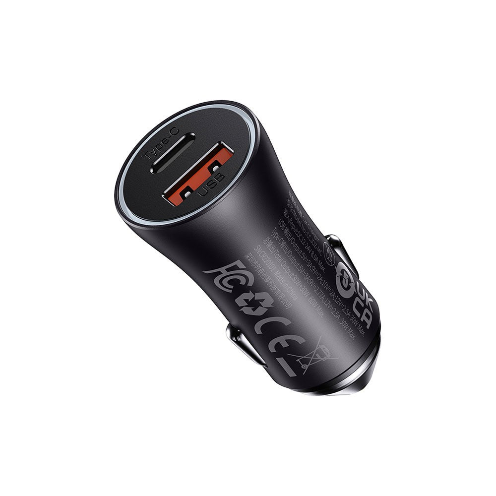 60W Dual Port Fast Charger 12V Car Adaptor (USB & Type C)