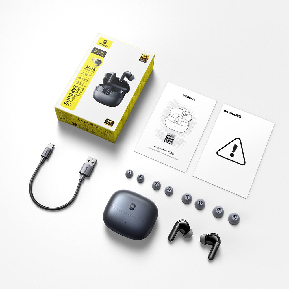Baseus BP1 Pro ANC Earbuds - Noise Cancelling with 6 MIC AI, Hi-Res Sound, BASS, 55H Battery This is EXCELLENT!