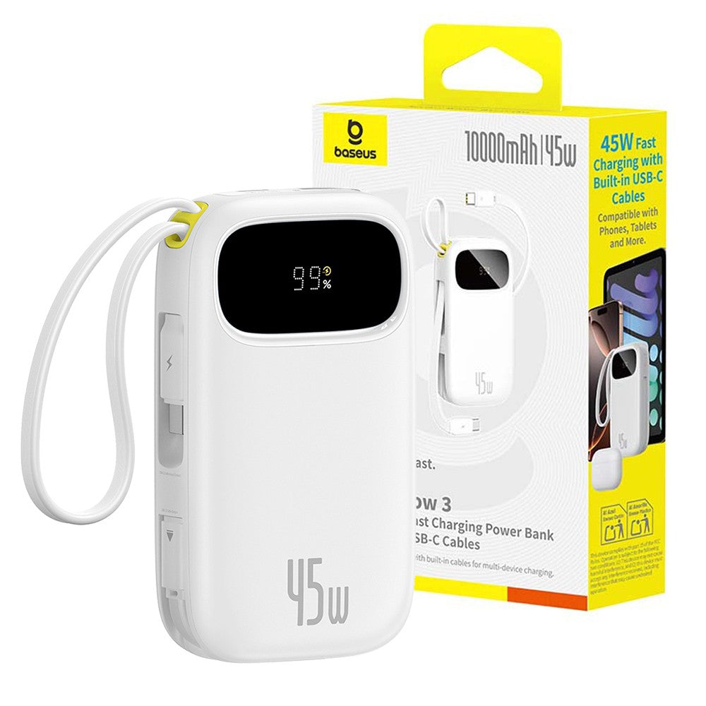 Baseus 45 Watt Dual Integrated Cable Portable Fast Charger 10,000mAh