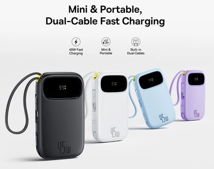 Baseus 45 Watt Dual Integrated Cable Portable Fast Charger 10,000mAh